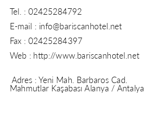 Barcan Hotel iletiim bilgileri